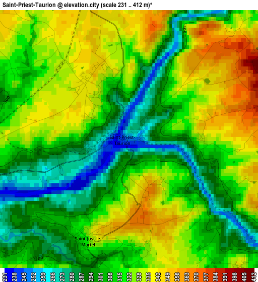 Saint-Priest-Taurion elevation map