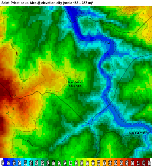 Saint-Priest-sous-Aixe elevation map