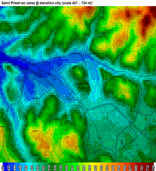 Saint-Priest-en-Jarez elevation map