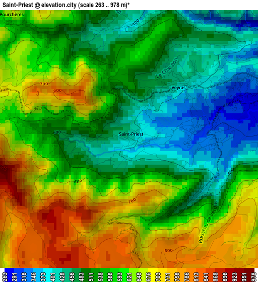 Saint-Priest elevation map