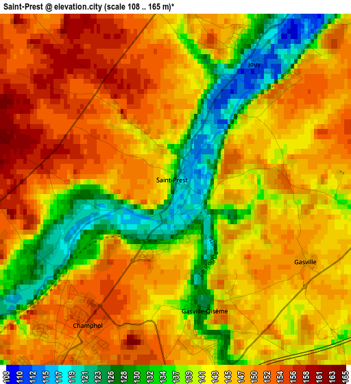 Saint-Prest elevation map