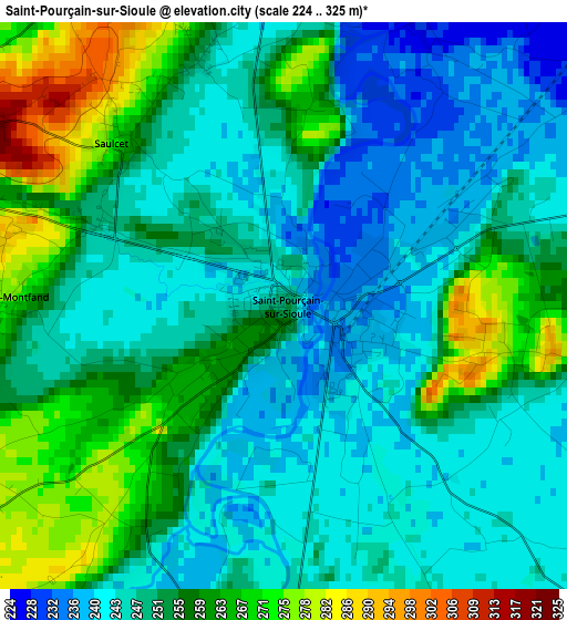 Saint-Pourçain-sur-Sioule elevation map