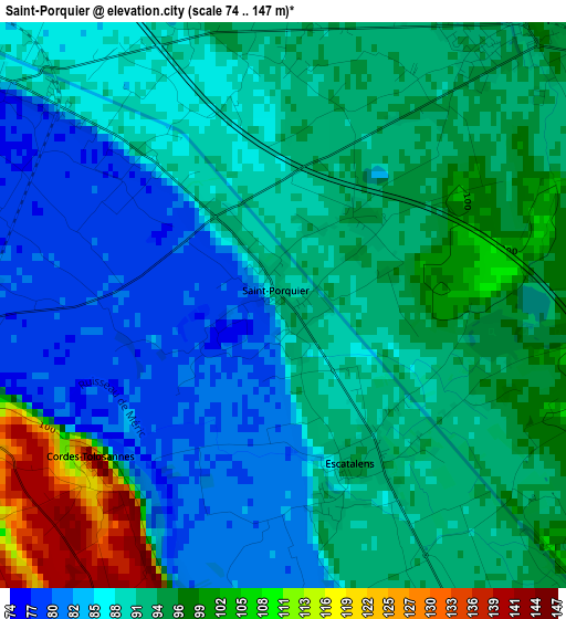 Saint-Porquier elevation map