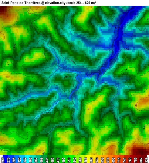 Saint-Pons-de-Thomières elevation map