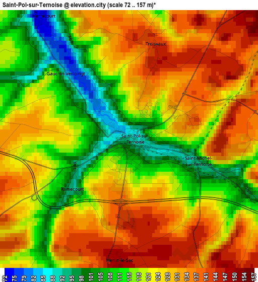 Saint-Pol-sur-Ternoise elevation map