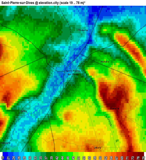 Saint-Pierre-sur-Dives elevation map