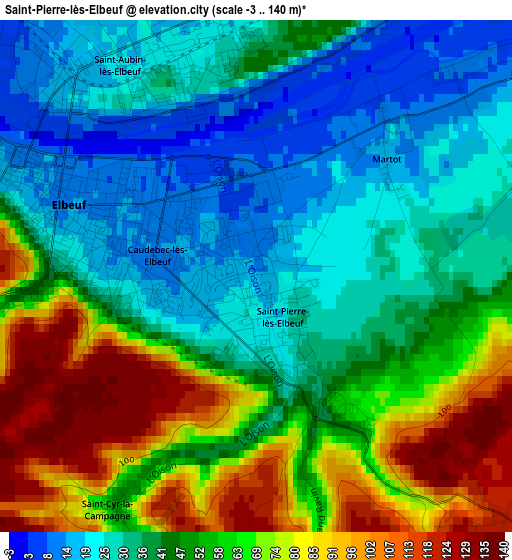 Saint-Pierre-lès-Elbeuf elevation map