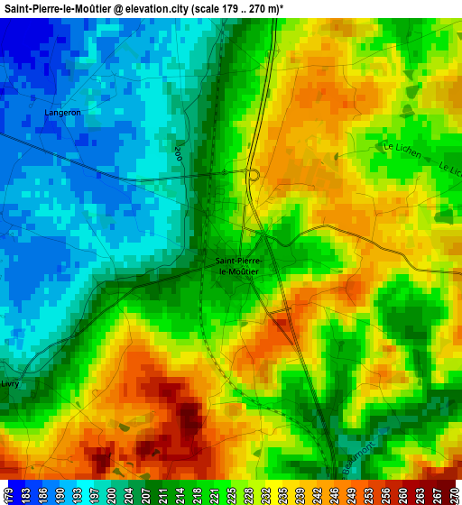 Saint-Pierre-le-Moûtier elevation map