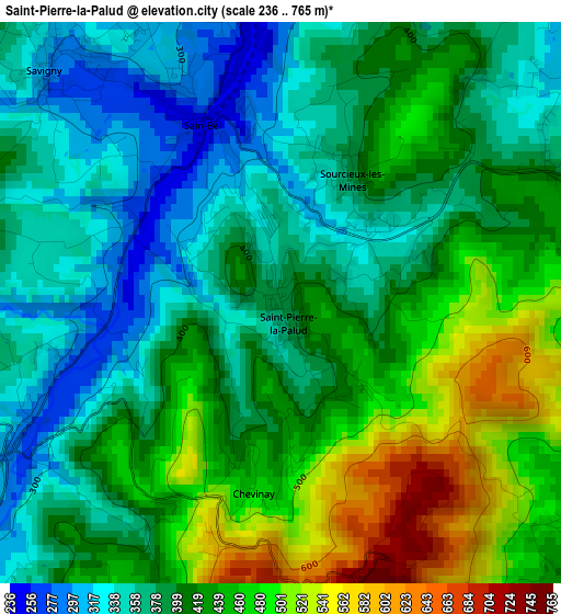 Saint-Pierre-la-Palud elevation map