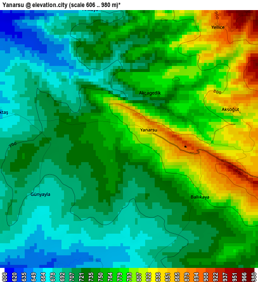 Yanarsu elevation map