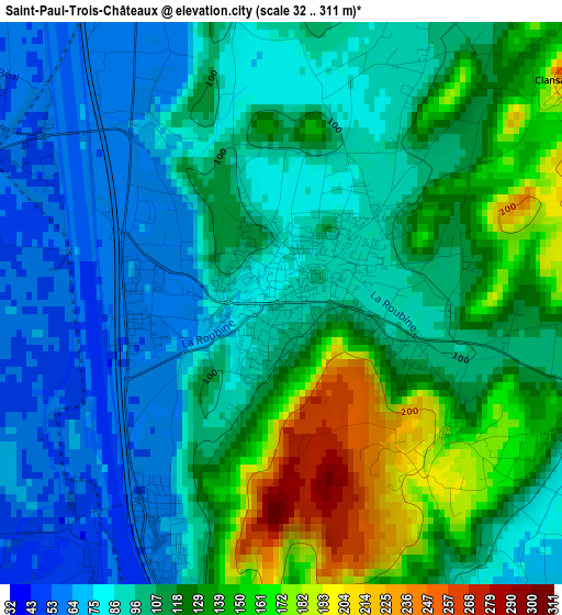 Saint-Paul-Trois-Châteaux elevation map
