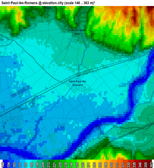 Saint-Paul-lès-Romans elevation map