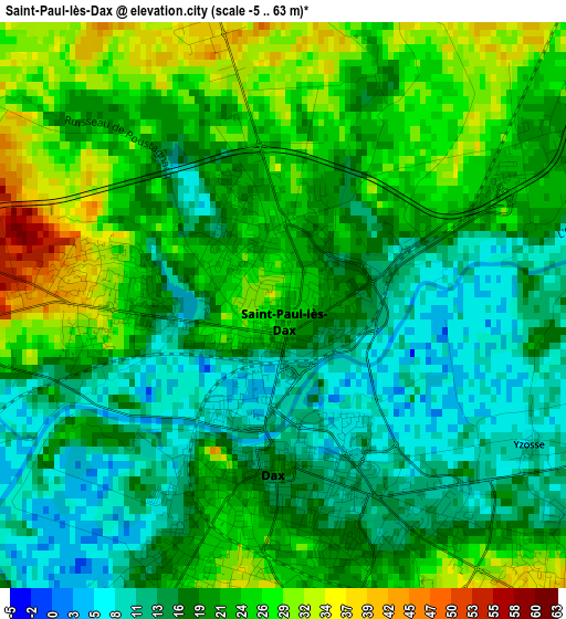 Saint-Paul-lès-Dax elevation map