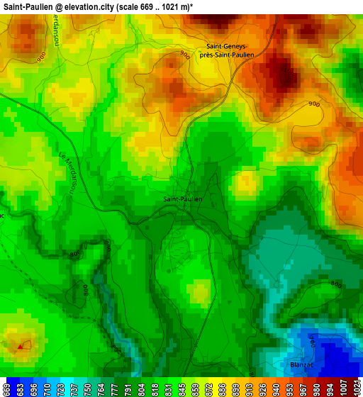 Saint-Paulien elevation map