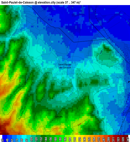 Saint-Paulet-de-Caisson elevation map