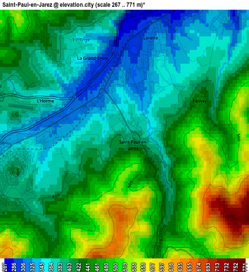 Saint-Paul-en-Jarez elevation map