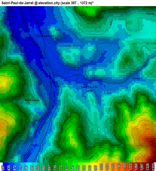 Saint-Paul-de-Jarrat elevation map