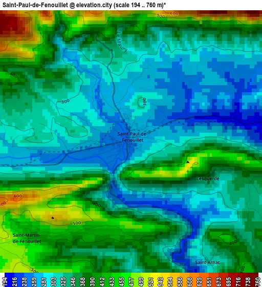 Saint-Paul-de-Fenouillet elevation map