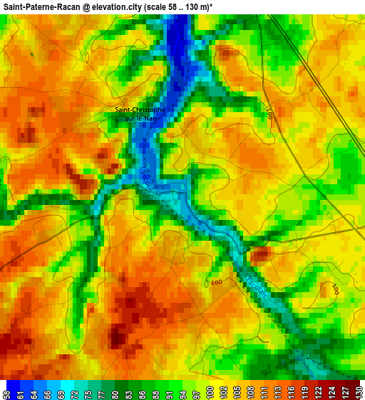 Saint-Paterne-Racan elevation map