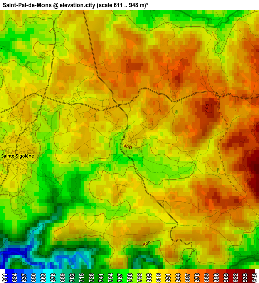 Saint-Pal-de-Mons elevation map