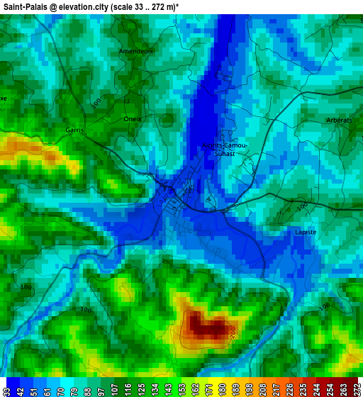 Saint-Palais elevation map
