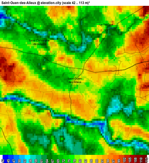 Saint-Ouen-des-Alleux elevation map