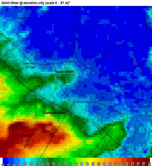 Saint-Omer elevation map