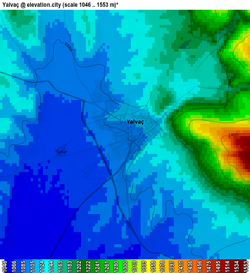 Yalvaç elevation map