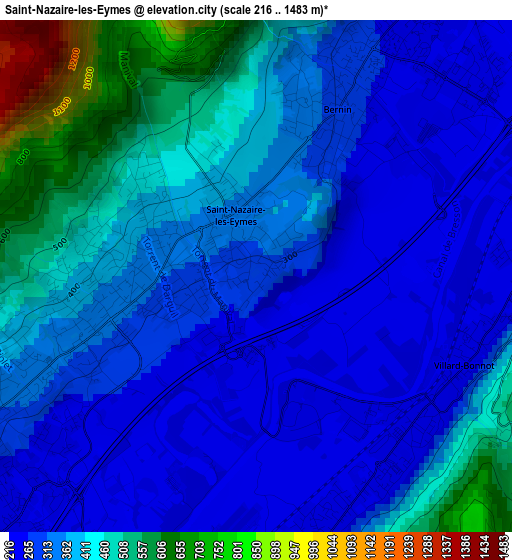 Saint-Nazaire-les-Eymes elevation map