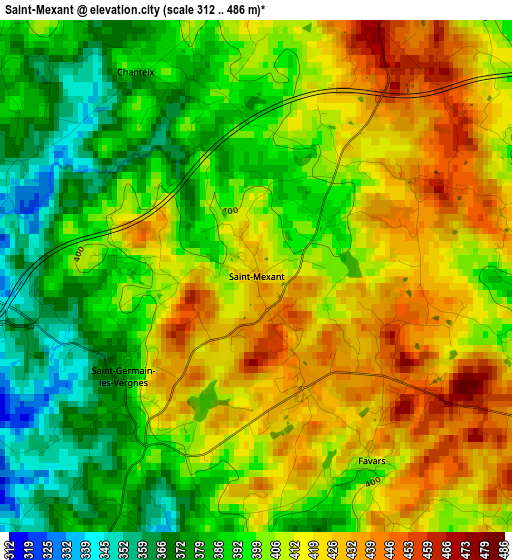 Saint-Mexant elevation map