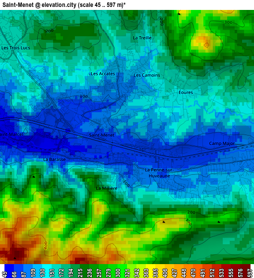 Saint-Menet elevation map