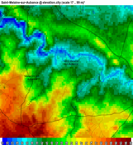 Saint-Melaine-sur-Aubance elevation map