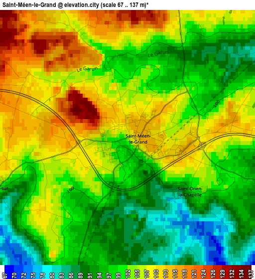 Saint-Méen-le-Grand elevation map