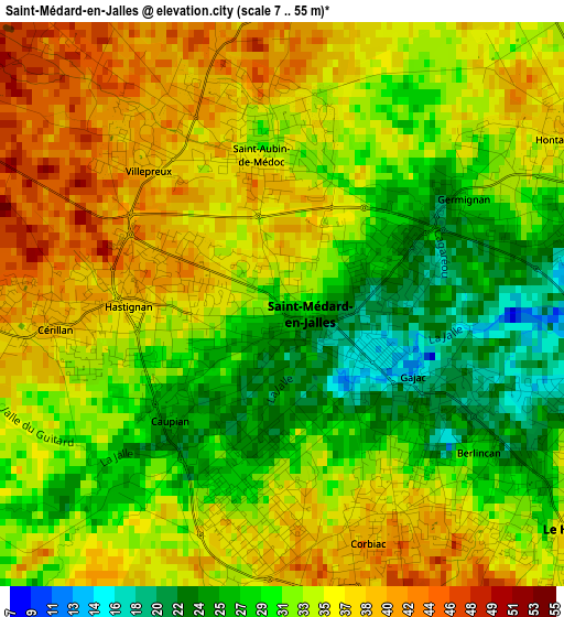 Saint-Médard-en-Jalles elevation map