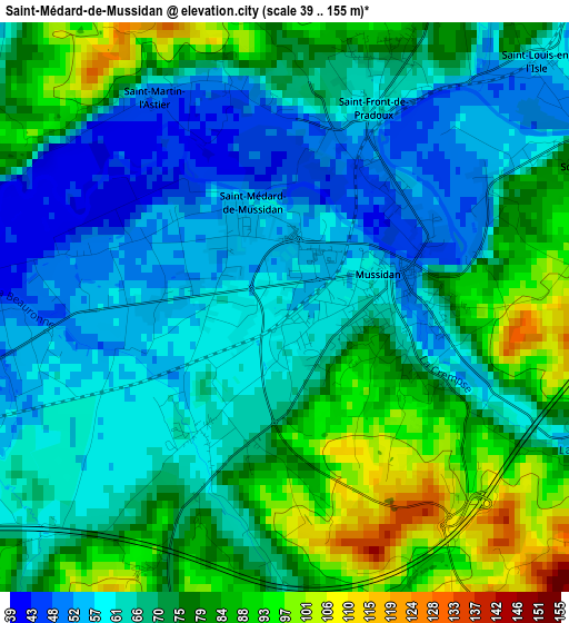 Saint-Médard-de-Mussidan elevation map