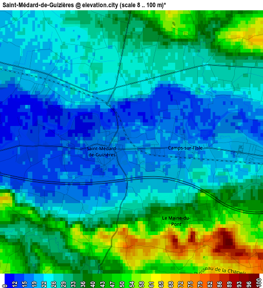 Saint-Médard-de-Guizières elevation map