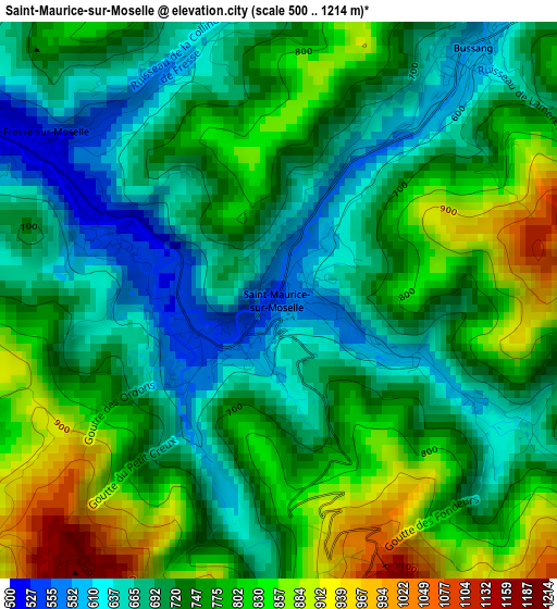 Saint-Maurice-sur-Moselle elevation map