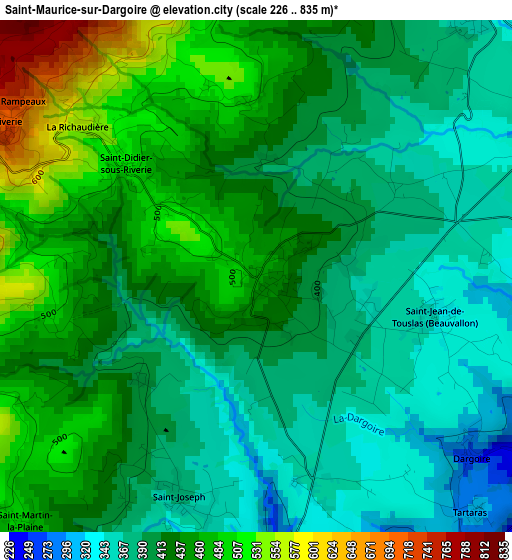 Saint-Maurice-sur-Dargoire elevation map