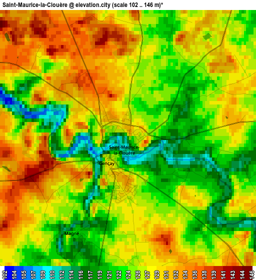 Saint-Maurice-la-Clouère elevation map