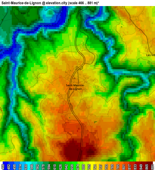 Saint-Maurice-de-Lignon elevation map