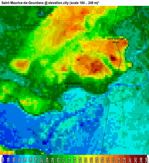 Saint-Maurice-de-Gourdans elevation map