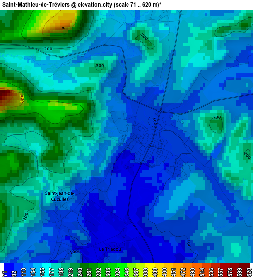 Saint-Mathieu-de-Tréviers elevation map