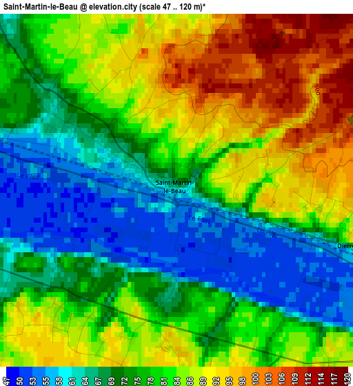 Saint-Martin-le-Beau elevation map