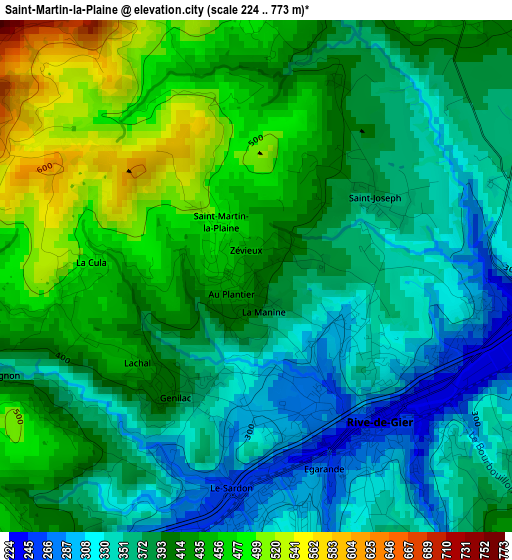 Saint-Martin-la-Plaine elevation map