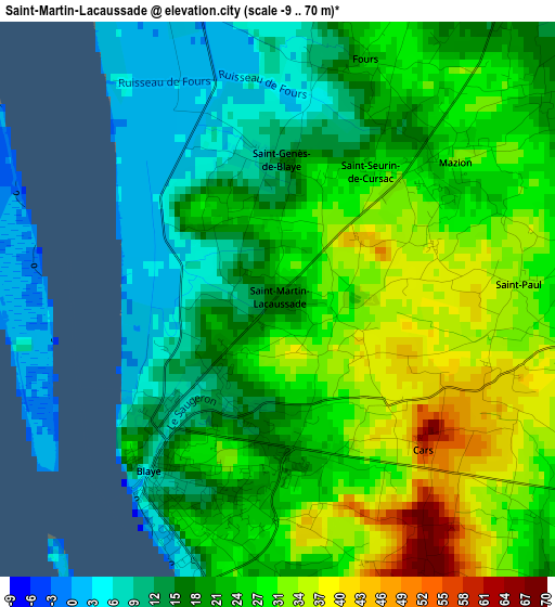 Saint-Martin-Lacaussade elevation map