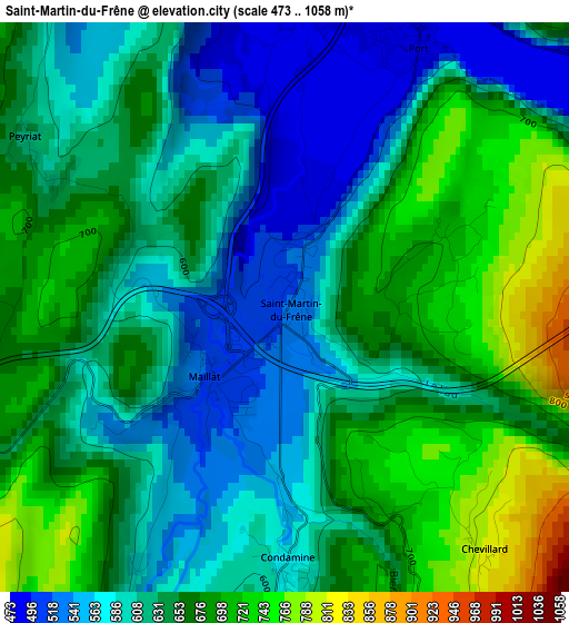 Saint-Martin-du-Frêne elevation map