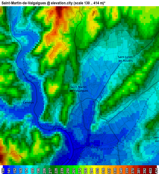 Saint-Martin-de-Valgalgues elevation map