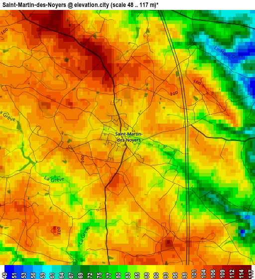 Saint-Martin-des-Noyers elevation map