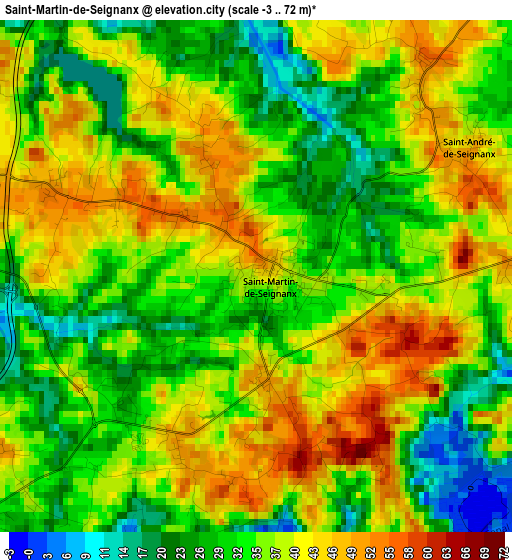 Saint-Martin-de-Seignanx elevation map