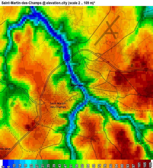 Saint-Martin-des-Champs elevation map